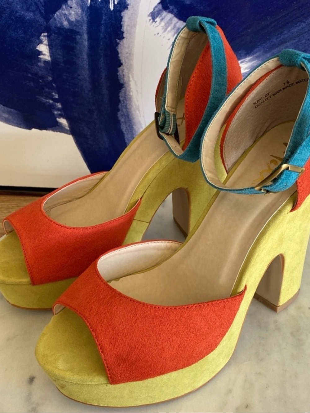 Mixx Shuz Color Block platform heels